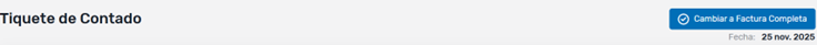 cambiar a factura completa Facturación Ultrarrápida en Costa Rica: Tiquete Electrónico al Contado en 1–2 segundos